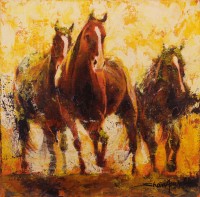 Shan Amrohvi, 12 x 12 inch, Acrylic On Canvas, Horse Painting, AC-SA-144